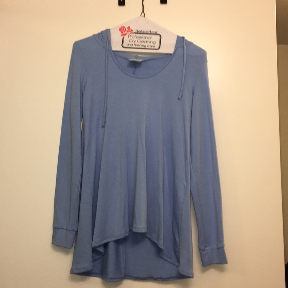 Soft blue casual hoodie.
